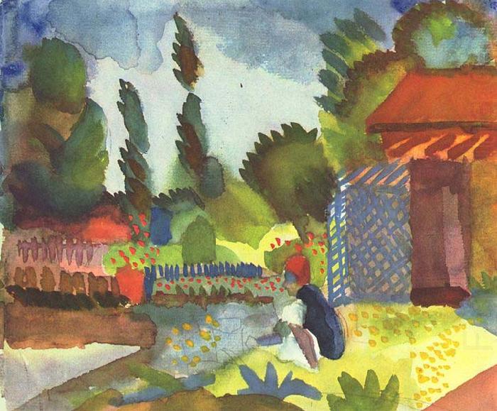 August Macke Tunislandschaft mit sitzendem Araber china oil painting image